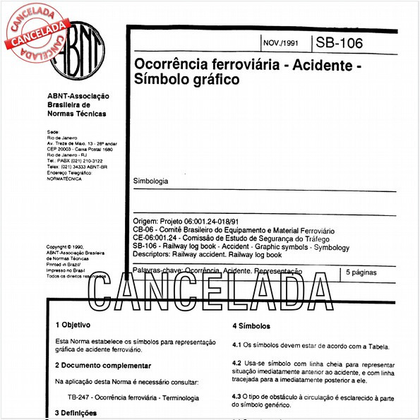 Ocorrência ferroviária - Acidente - Símbolo gráfico