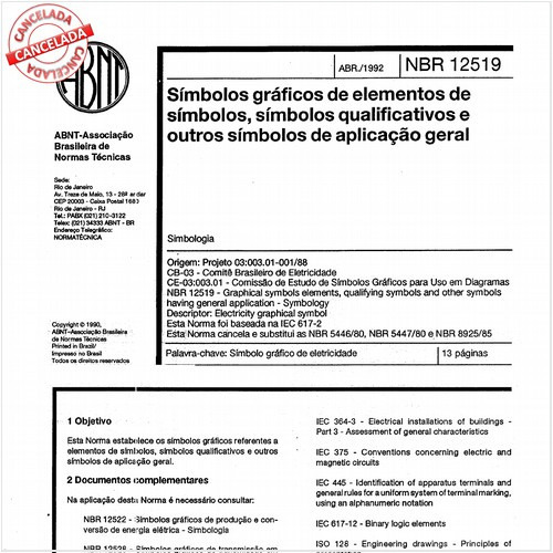 Símbolos gráficos de elementos de símbolos, símbolos qualificativos e outros símbolos de aplicação geral