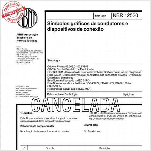 Símbolos gráficos de condutores e dispositivos de conexão