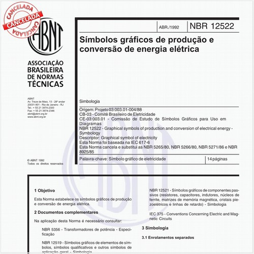 Símbolos gráficos de produção e conversão de energia elétrica