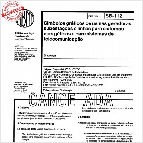 Símbolos gráficos de usinas geradoras, subestações e linhas para sistemas energéticos e para sistemas de telecomunicação