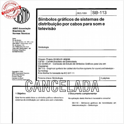 Símbolos gráficos de sistemas de distribuição por cabos para som e televisão