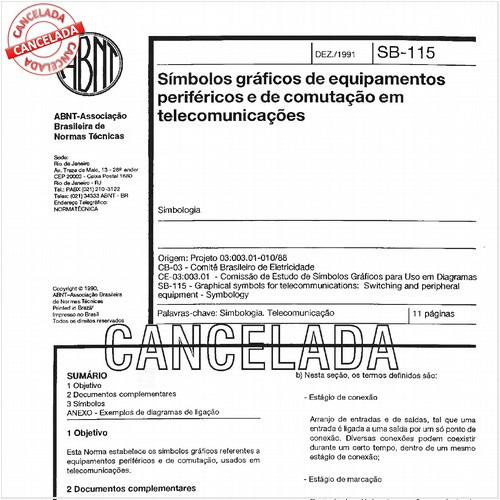Símbolos gráficos de equipamentos periféricos de comutação em telecomunicações