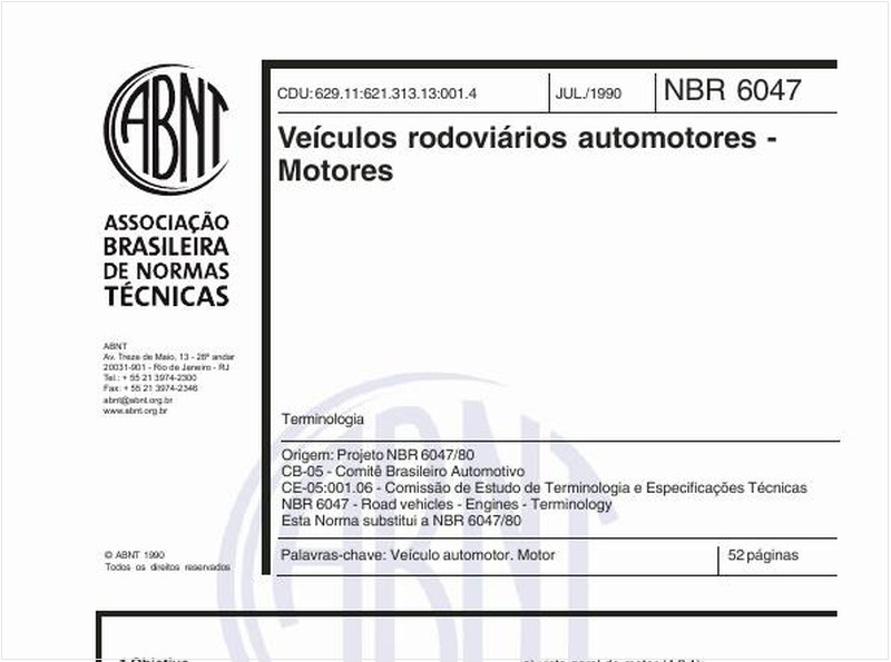 Veículos rodoviários automotores - Motores