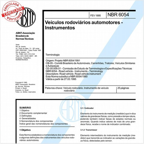 Veículos rodoviários automotores - Instrumentos
