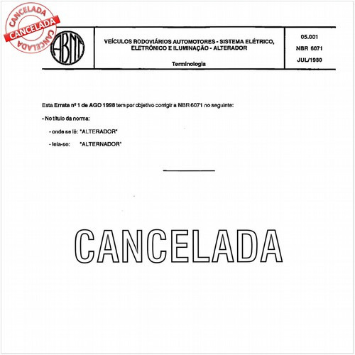 Veículos rodoviários automotores - Sistema elétrico, eletrônico e iluminação - Alternador