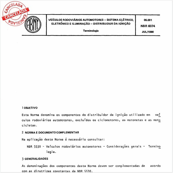 Veículos rodoviários automotores - Sistema elétrico, eletrônico e iluminação - Distribuidor da ignição