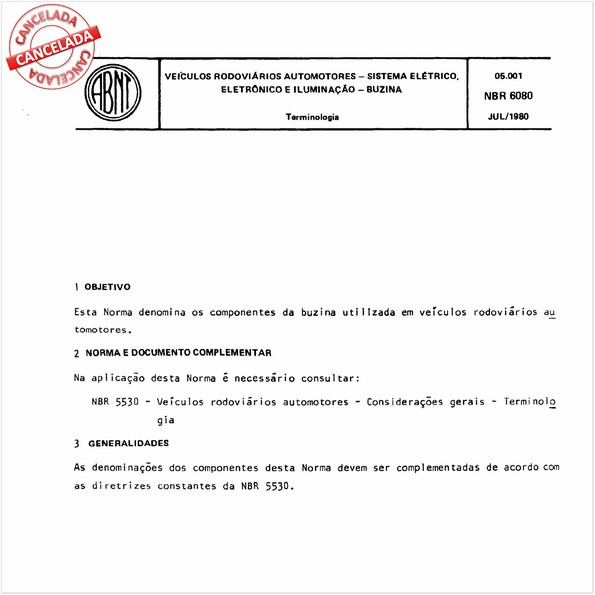 Veículos rodoviários automotores - Sistema elétrico, eletrônico e iluminação - Buzina