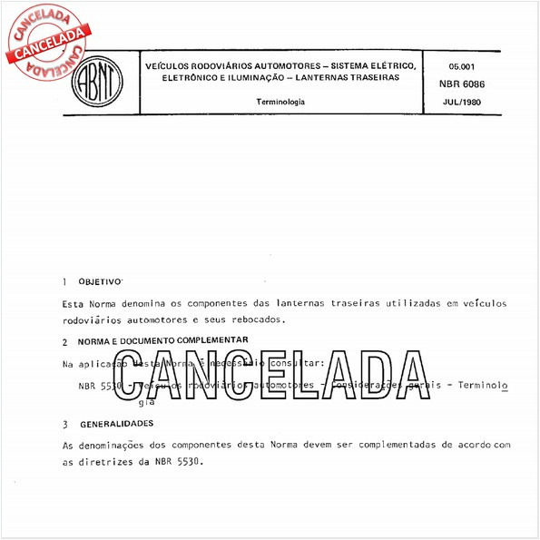 Veículos rodoviários automotores - Sistema elétrico, eletrônico e iluminação - Lanternas traseiras