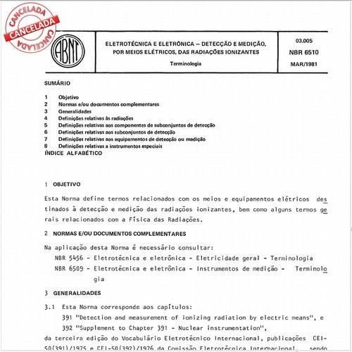 Eletrotécnica e eletrônica - Detecção e medição, por meios elétricos, das radiações ionizantes