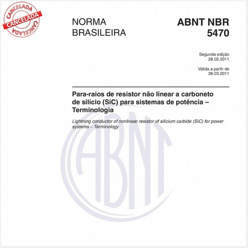 Pára-raios de resistor não linear a carboneto de silício (SIC) para sistemas de potência - Terminologia