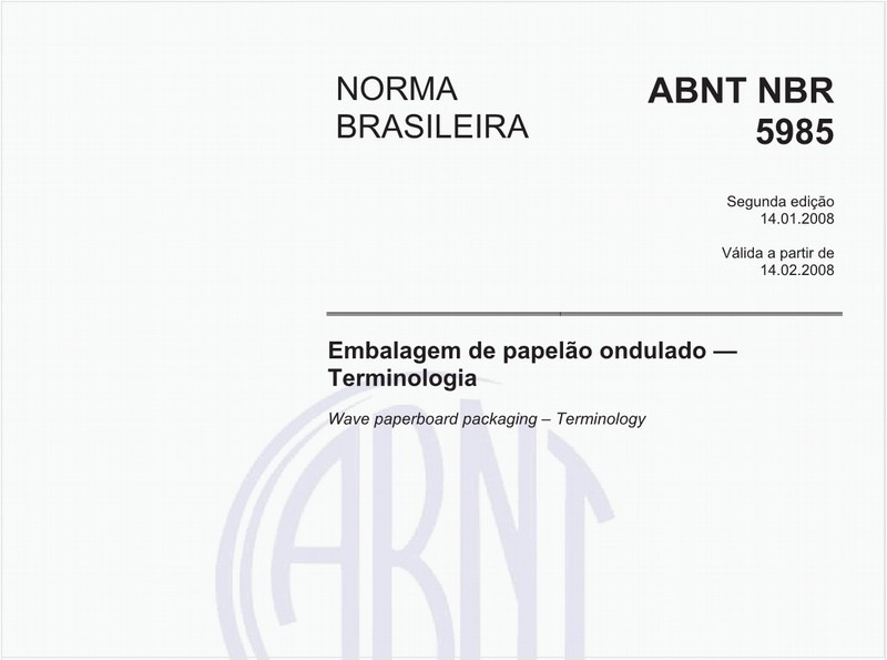 Embalagem de papelão ondulado - Terminologia