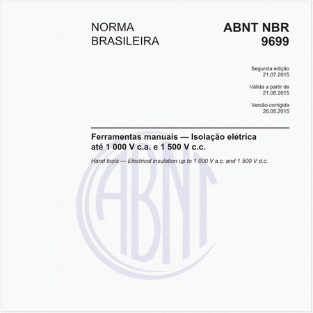 Ferramentas manuais - Isolação elétrica até 1 000 V c.a. e 1 500 V c.c.