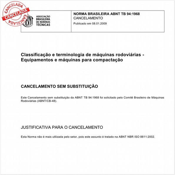 Classificação e terminologia de máquinas rodoviárias - Equipamentos e máquinas para compactação