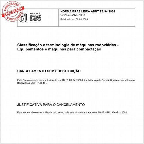 Classificação e terminologia de máquinas rodoviárias - Equipamentos e máquinas para compactação