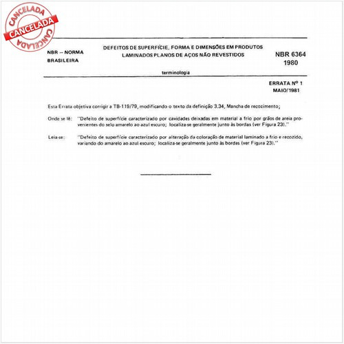Defeitos de superfície, forma e dimensões em produtos laminados planos de aço não revestidos