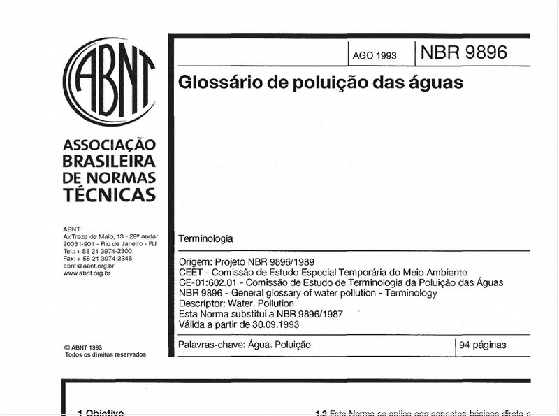 Glossário de poluição das águas - Terminologia