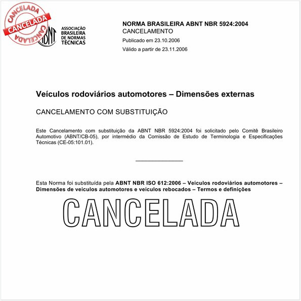 Veículos rodoviários automotores - Dimensões externas