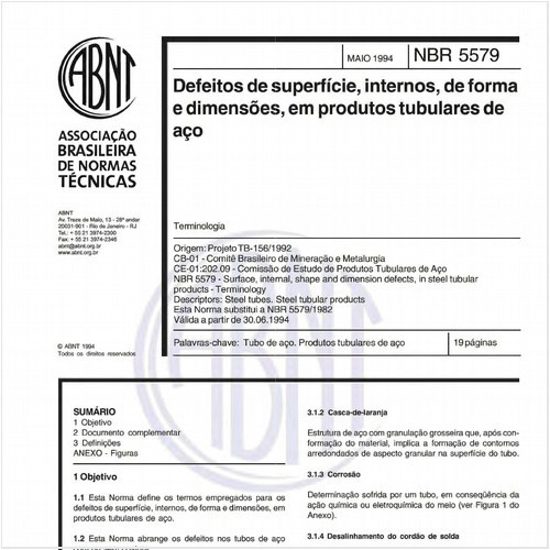 Defeitos de superfície, internos, de forma e dimensões, em produtos tubulares de aço