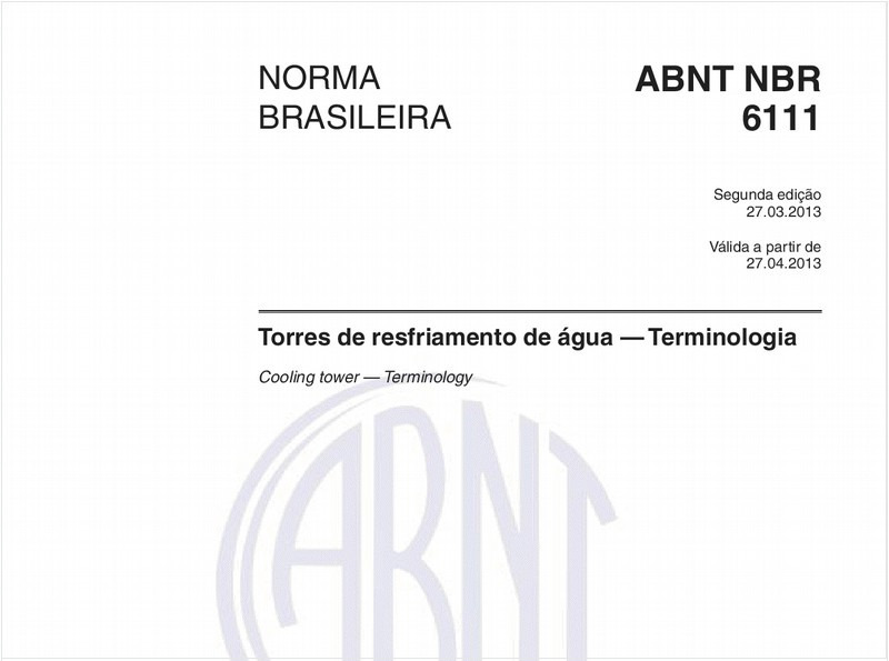 Torres de resfriamento de água — Terminologia