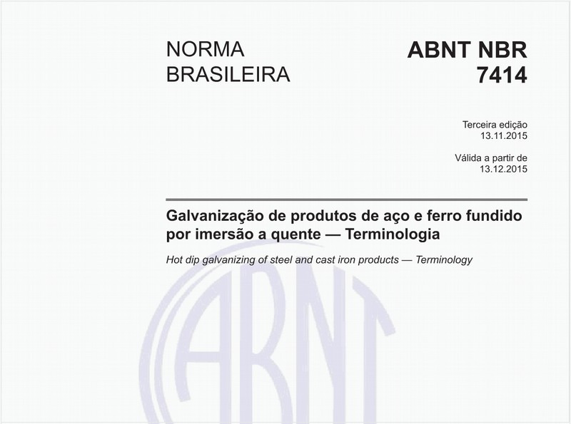 Galvanização de produtos de aço e ferro fundido por imersão a quente - Terminologia