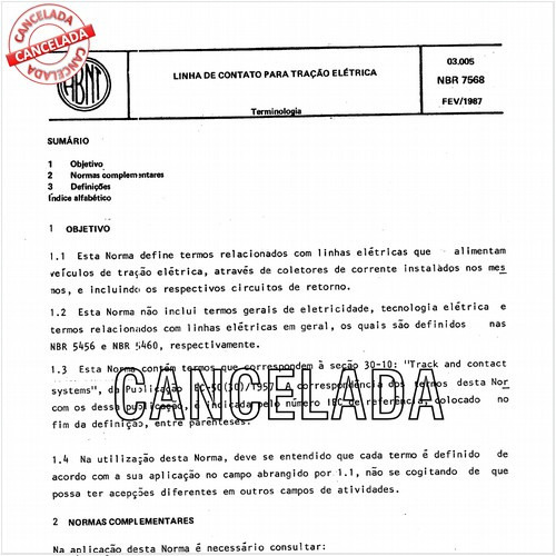 Linha de contato para tração elétrica