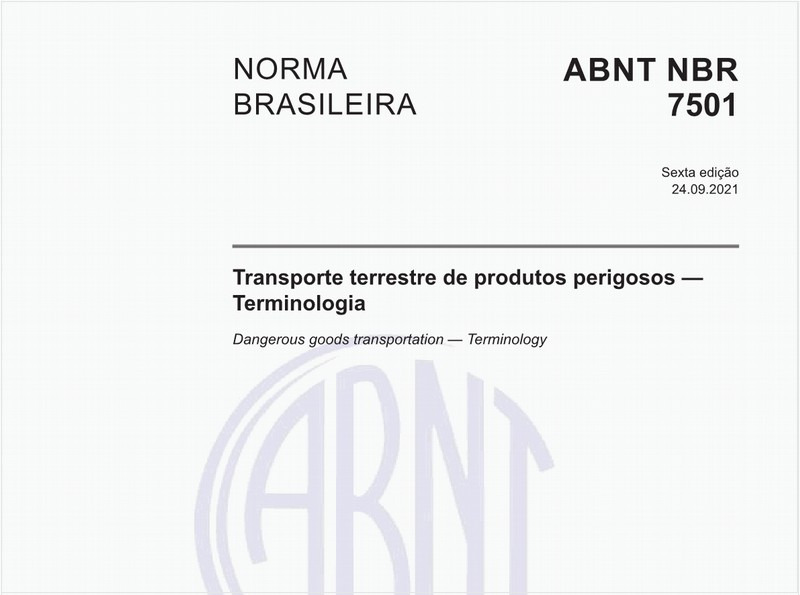 Transporte terrestre de produtos perigosos — Terminologia