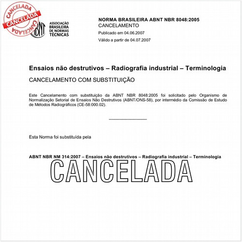 Ensaios não destrutivos - Radiografia industrial - Terminologia