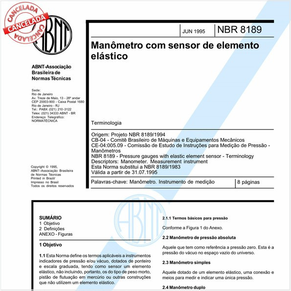 Manômetro com sensor de elemento elástico