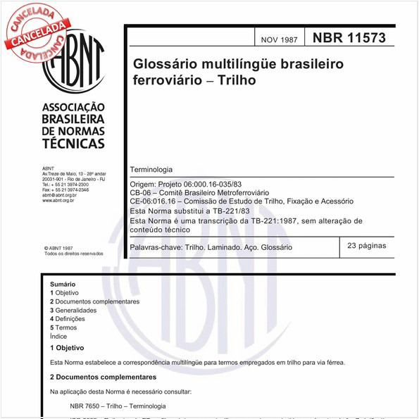 Glossário multilingÜe brasileiro ferroviário - Trilho
