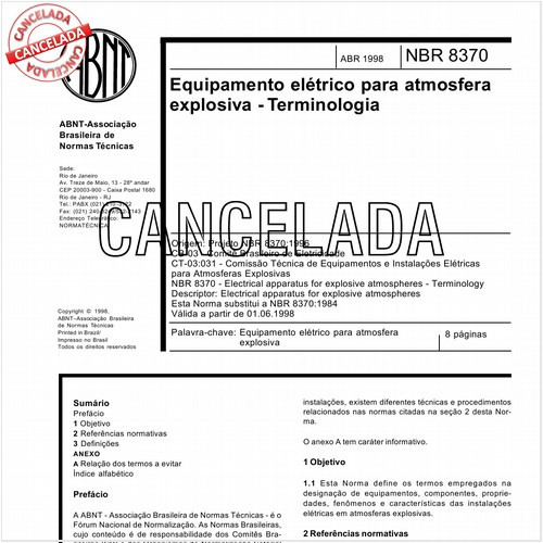 Equipamento elétrico para atmosfera explosiva - Terminologia