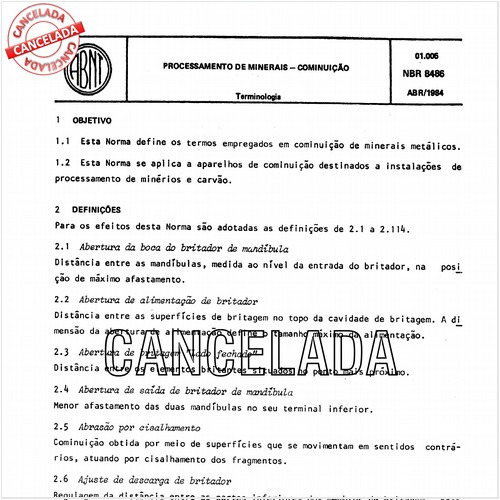 Processamento de minerais - Cominuição