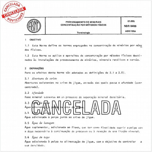 Processamento de minerais - Concentração por métodos físicos