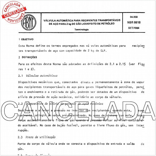 Válvula automática para recipientes transportáveis de aço para 2 kg de gás liquefeito de petróleo