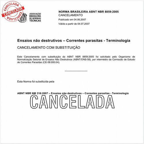 Ensaios não destrutivos - Correntes parasitas - Terminologia