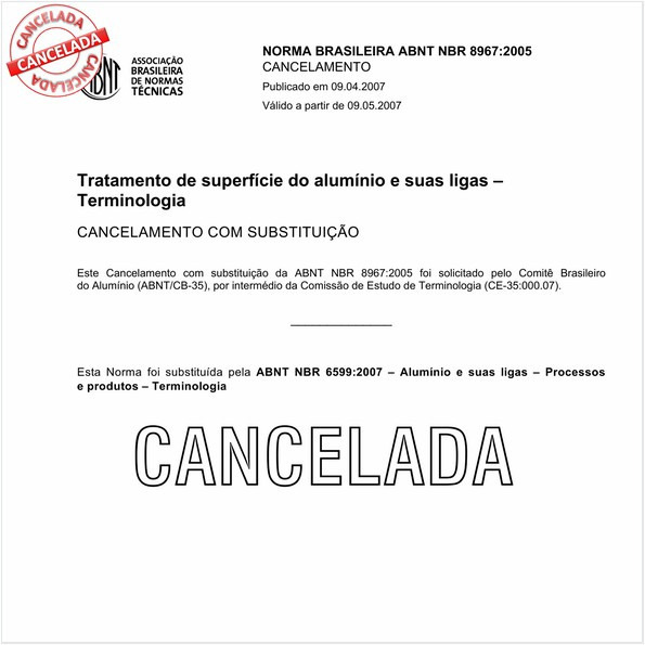 Tratamento de superfície do alumínio e suas ligas - Terminologia 