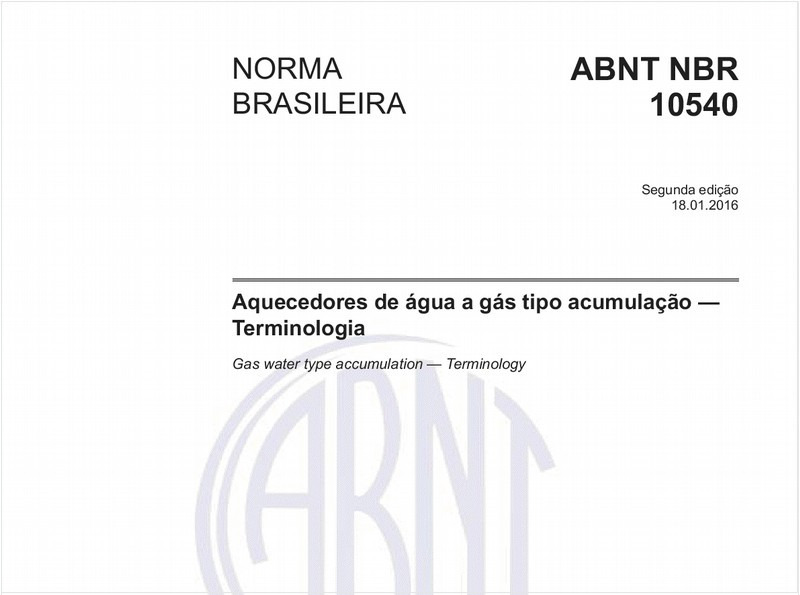 Aquecedores de água a gás tipo acumulação — Terminologia