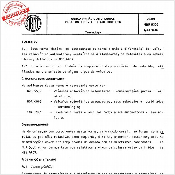 Coroa-pinhão e diferencial - Veículos rodoviários automotores