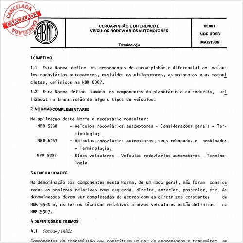 Coroa-pinhão e diferencial - Veículos rodoviários automotores