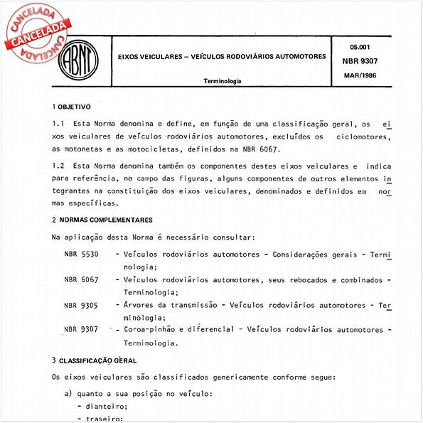 Eixos veiculares - Veículos rodoviários automotores