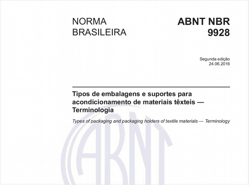 Tipos de embalagens e suportes para acondicionamento de materiais têxteis - Terminologia