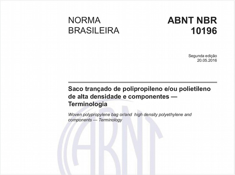 Saco trançado de polipropileno e/ou polietileno de alta densidade e componentes — Terminologia