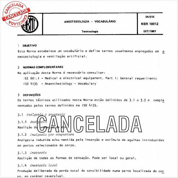 Anestesiologia - Vocabulário