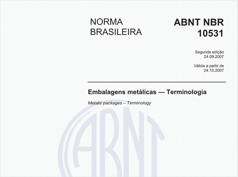 Embalagens metálicas - Terminologia