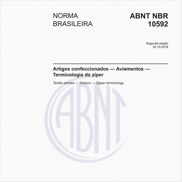 Artigos confeccionados - Aviamentos - Terminologia do zíper