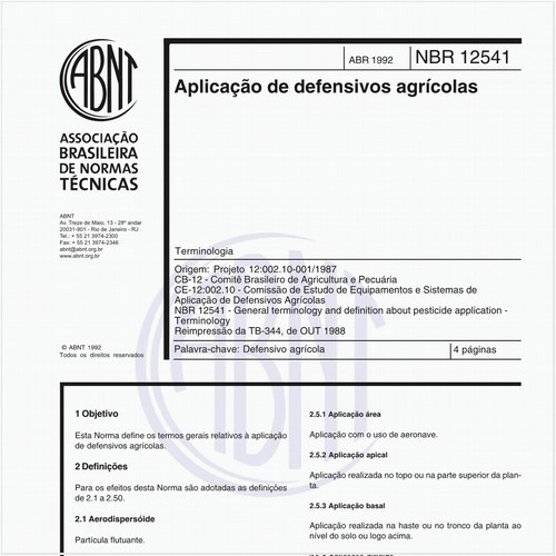 Aplicação de defensivos agrícolas - Terminologia