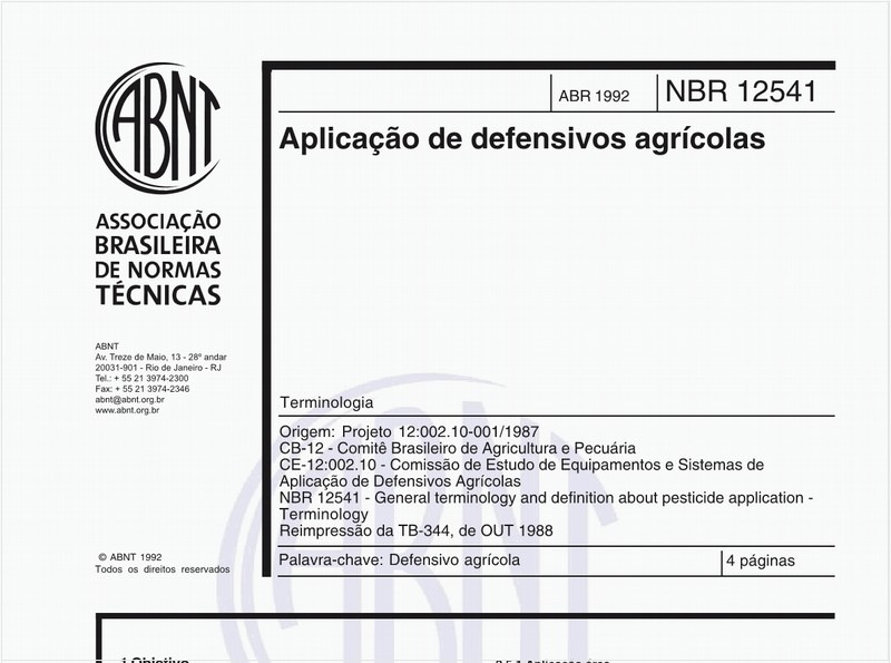 Aplicação de defensivos agrícolas - Terminologia