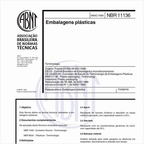 Embalagens plásticas - Terminologia