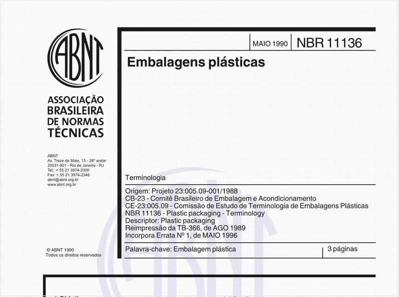 Embalagens plásticas - Terminologia