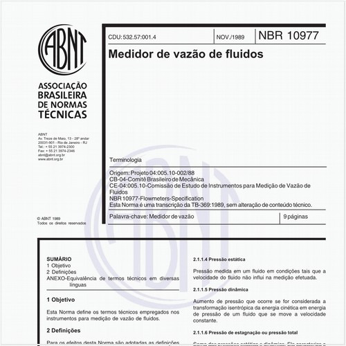 Medidor de vazão de fluidos - Terminologia